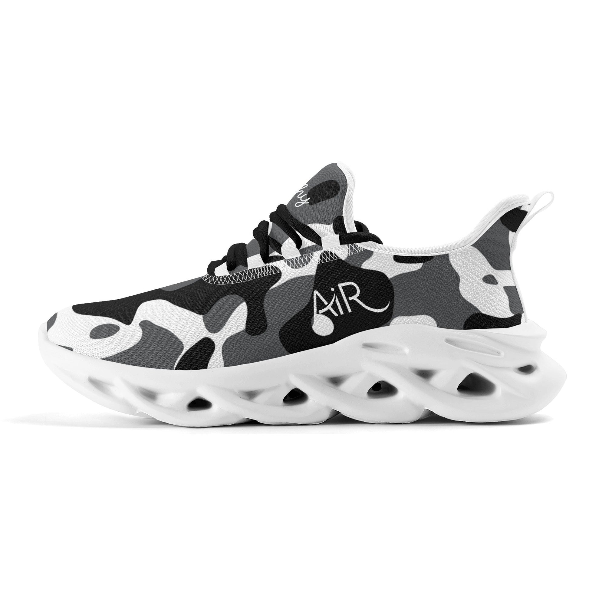 meeshy AIR Athletic Sneaker - Schwarz Grau Weiß Camouflage - Damen Sneaker JLR Design