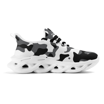 meeshy AIR Athletic Sneaker - Schwarz Grau Weiß Camouflage - Damen Sneaker JLR Design