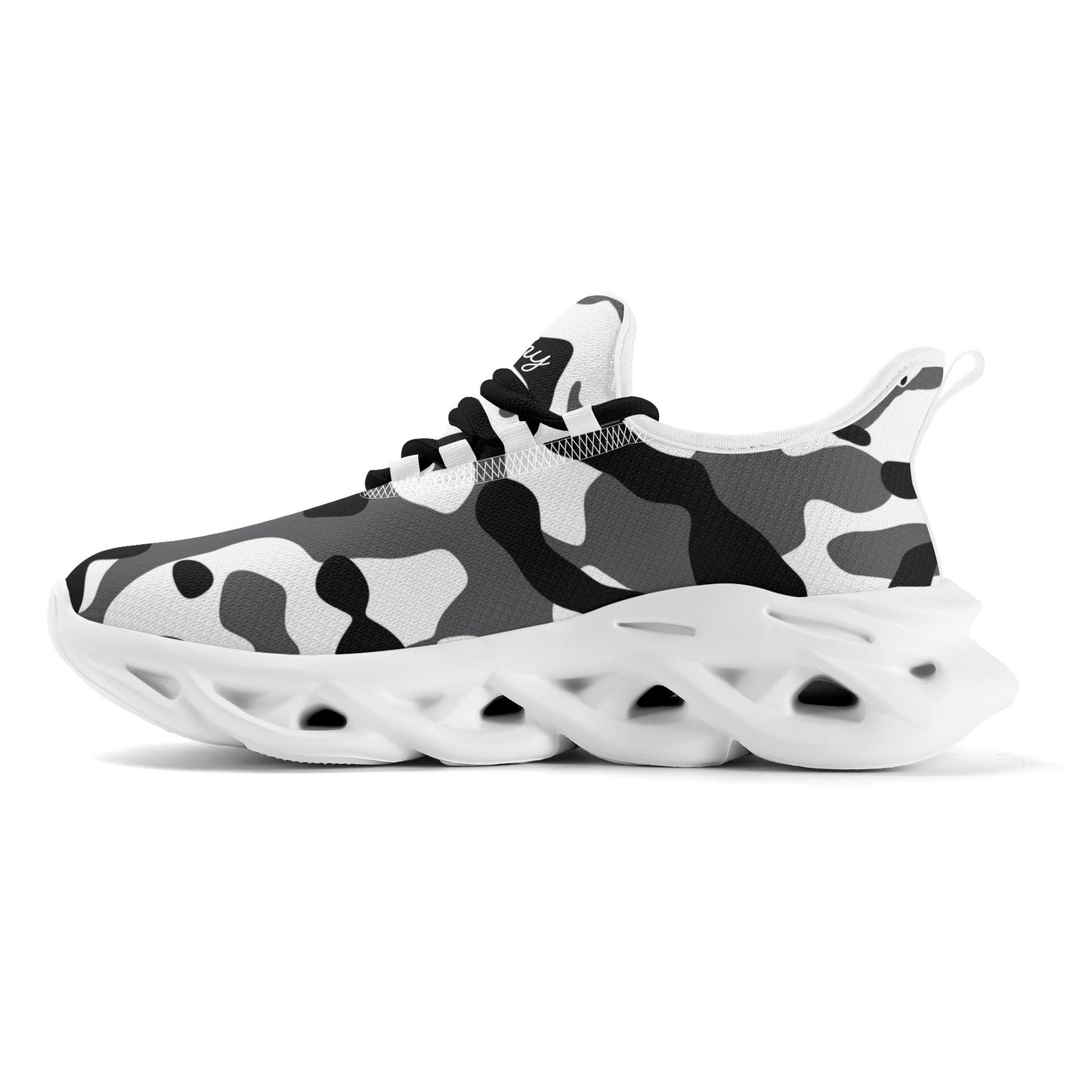 meeshy AIR Athletic Sneaker - Schwarz Grau Weiß Camouflage - Damen Sneaker JLR Design