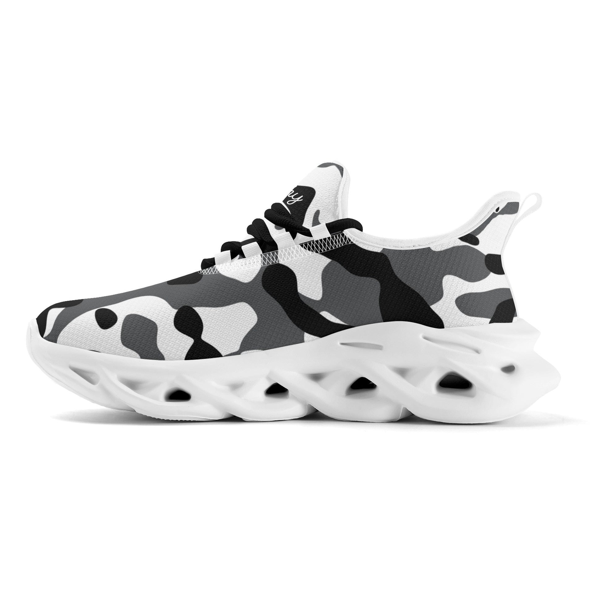 meeshy AIR Athletic Sneaker - Schwarz Grau Weiß Camouflage - Damen Sneaker JLR Design
