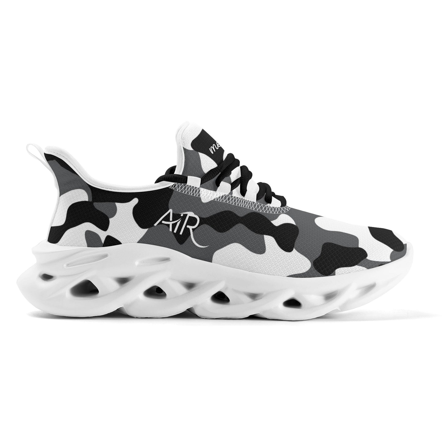 meeshy AIR Athletic Sneaker - Schwarz Grau Weiß Camouflage - Damen Sneaker JLR Design