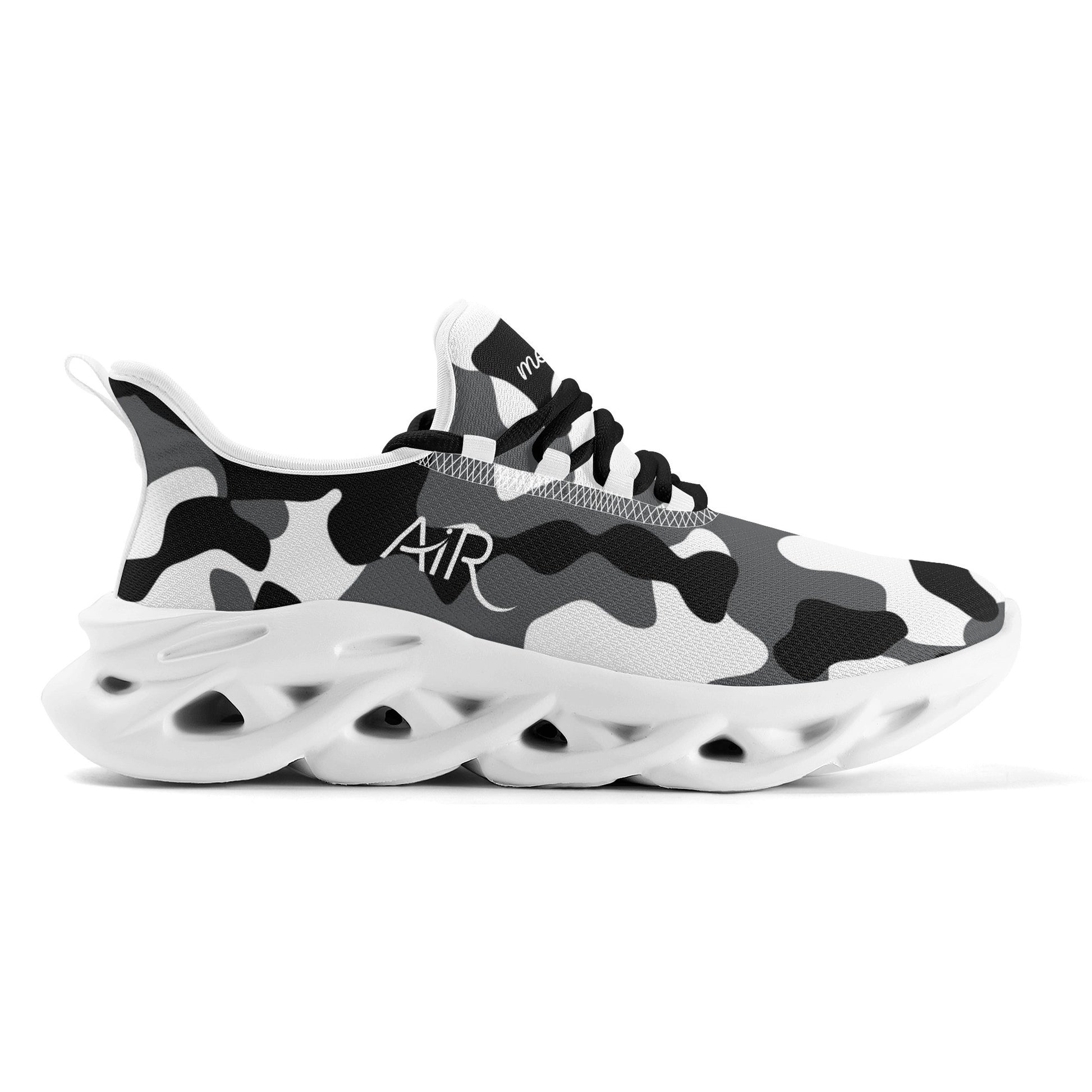 meeshy AIR Athletic Sneaker - Schwarz Grau Weiß Camouflage - Damen Sneaker JLR Design