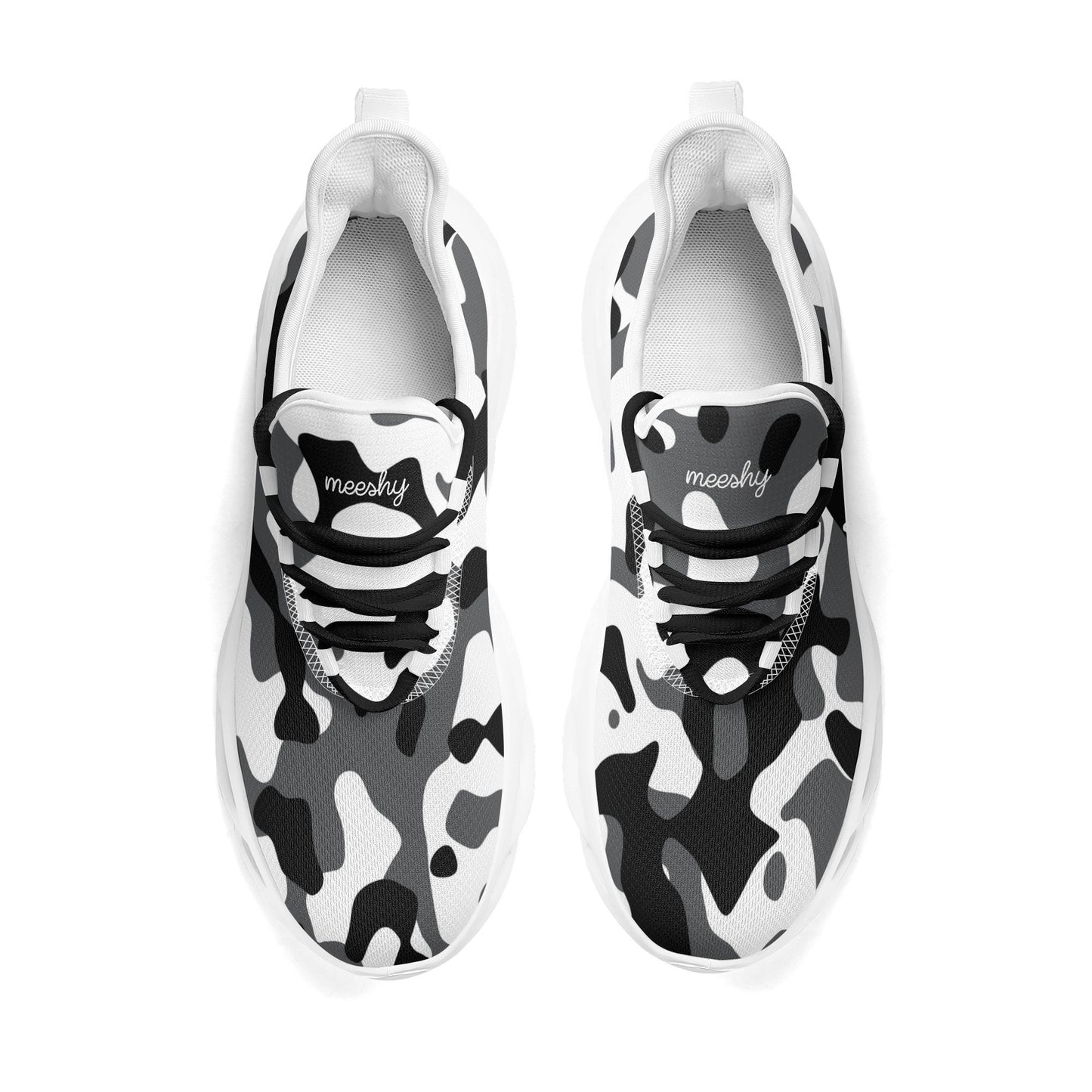 meeshy AIR Athletic Sneaker - Schwarz Grau Weiß Camouflage - Damen Sneaker JLR Design