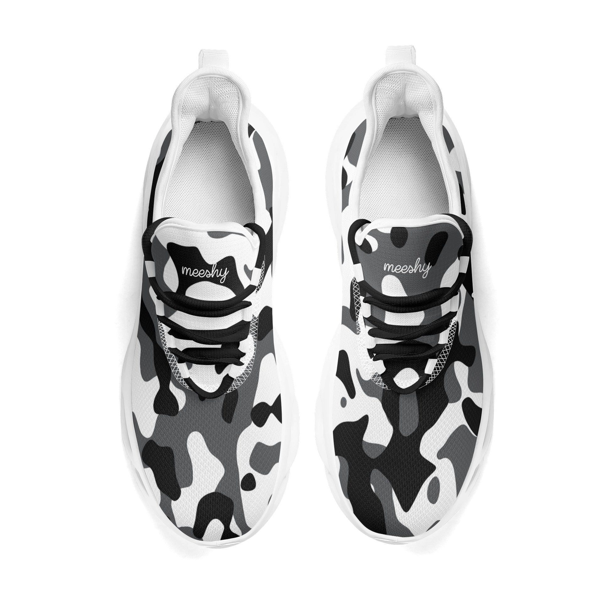 meeshy AIR Athletic Sneaker - Schwarz Grau Weiß Camouflage - Damen Sneaker JLR Design
