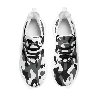 meeshy AIR Athletic Sneaker - Schwarz Grau Weiß Camouflage - Damen Sneaker JLR Design