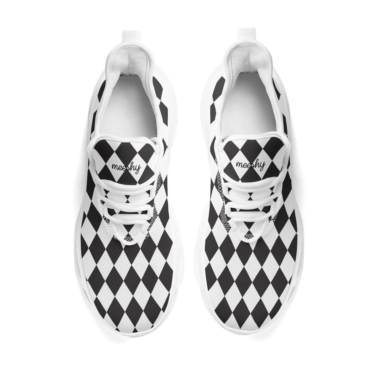 meeshy AIR Athletic Sneaker - Schwarz Weiß kariert - Damen Sneaker JLR Design