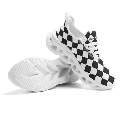 meeshy AIR Athletic Sneaker - Schwarz Weiß kariert - Damen Sneaker JLR Design