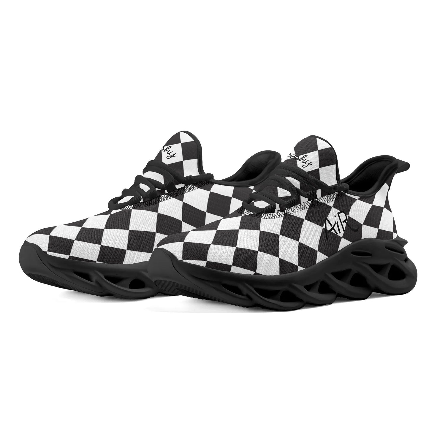 meeshy AIR Athletic Sneaker - Schwarz Weiß kariert - Damen Sneaker JLR Design