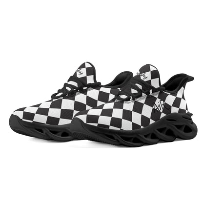 meeshy AIR Athletic Sneaker - Schwarz Weiß kariert - Damen Sneaker JLR Design