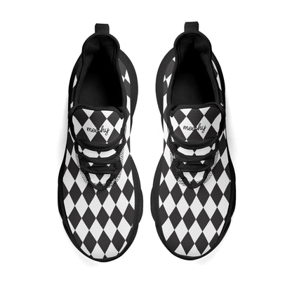 meeshy AIR Athletic Sneaker - Schwarz Weiß kariert - Damen Sneaker JLR Design