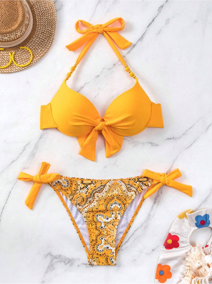 Mehrfarbiges Bikini Set mit Schleifen Bikini mit Schleife JLR Design