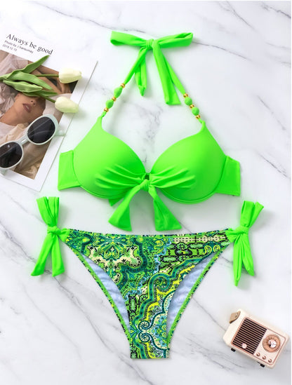 Mehrfarbiges Bikini Set mit Schleifen Bikini mit Schleife JLR Design
