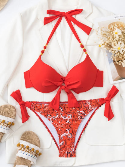 Mehrfarbiges Bikini Set mit Schleifen Bikini mit Schleife JLR Design