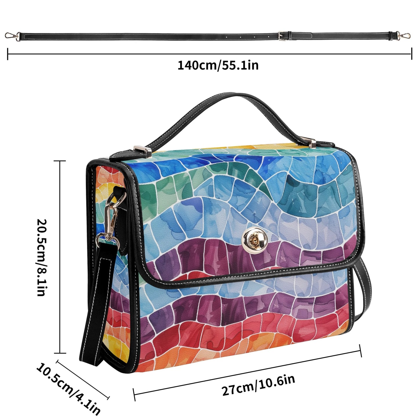 Mosaic Regenbogen Satchel Bag Umhängetasche Umhängetasche JLR Design