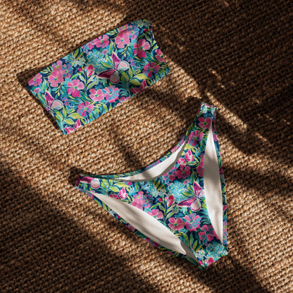 nachhaltiger-bandeau-bikini-colorful-butterfly-v3-recyceltes-material-mit-allover-druck-bikini-jlr-design-4 - JLR Design