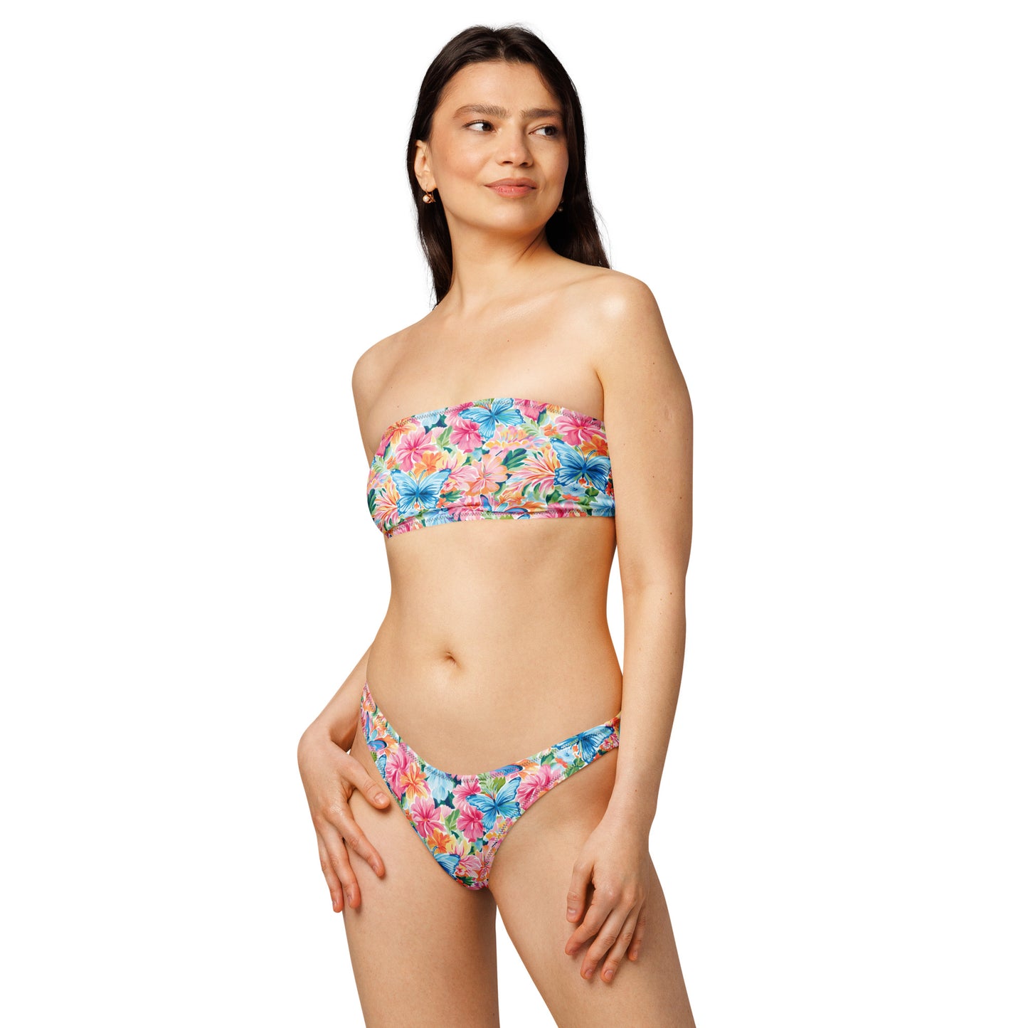 nachhaltiger-bandeau-bikini-colorful-butterfly-v4-recyceltes-material-mit-allover-druck-bikini-jlr-design-2 - JLR Design