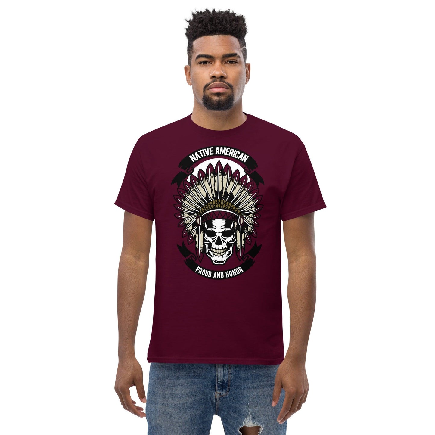 Native American Skull Herren-T-Shirt T-Shirt 29.99 American, Herren, Native, Skull, T-Shirt JLR Design