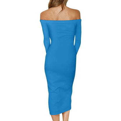 Navy Blue Long Sleeve Off-Shoulder-Kleid -- Navy Blue Long Sleeve Off-Shoulder-Kleid - undefined Off-Shoulder-Kleid | JLR Design