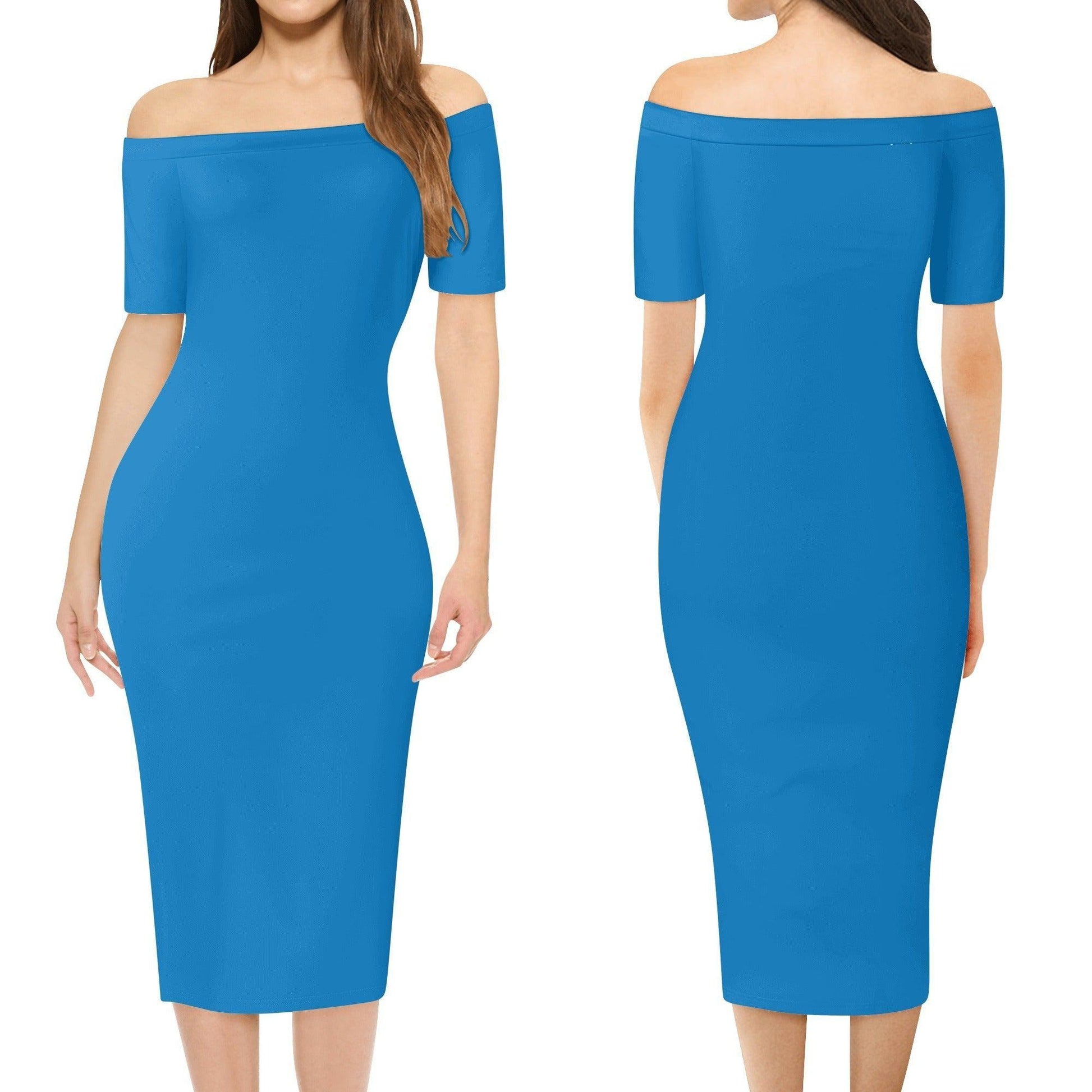 Navy Blue Off-Shoulder-Kleid -- Navy Blue Off-Shoulder-Kleid - undefined Off-Shoulder-Kleid | JLR Design