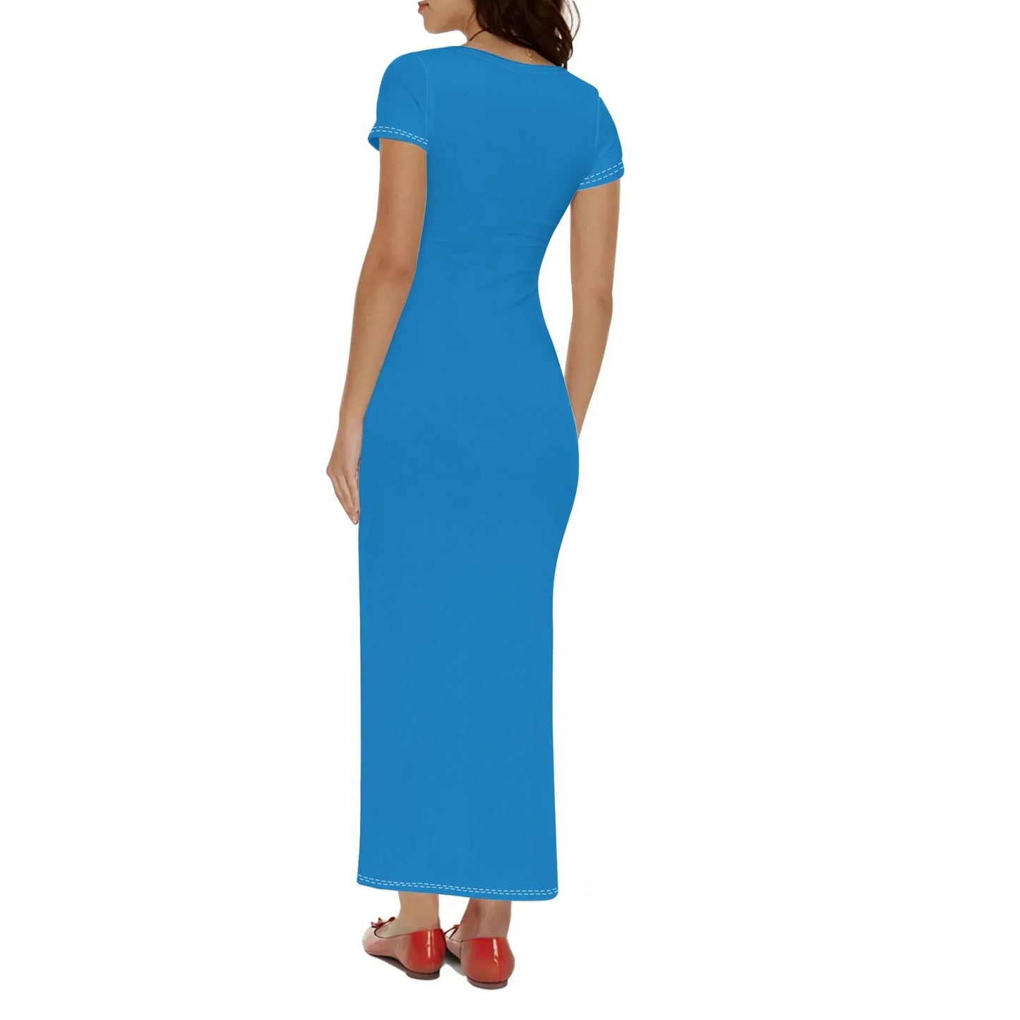 navy-blue-short-sleeve-long-dress-long-dress-jlr-design-48028 - JLR Design