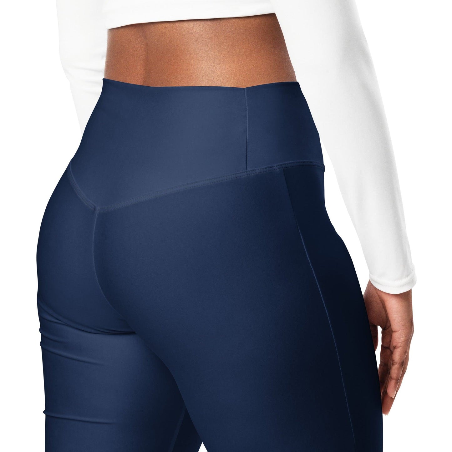 Navy High Waist Flare Leggings Flare Leggings 59.99 Flare, High, Leggings, Navy, Waist JLR Design