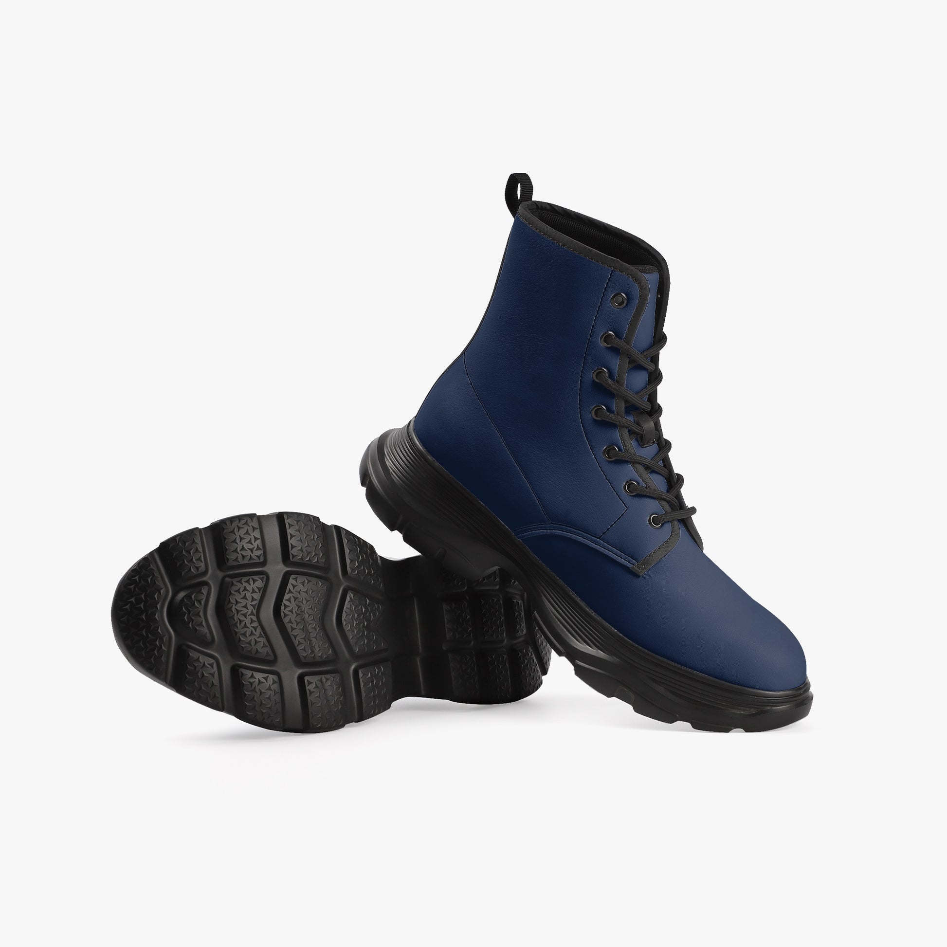 Navy Leather Chunky Boots Boots JLR Design