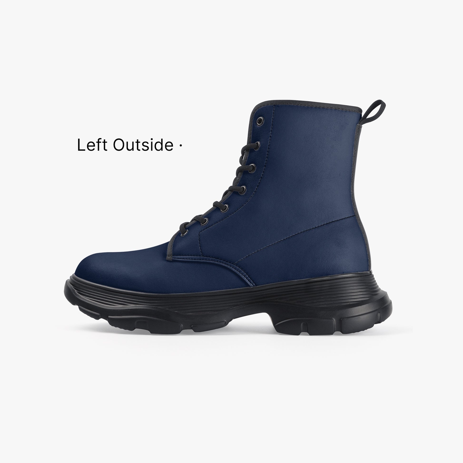 Navy Leather Chunky Boots Boots JLR Design