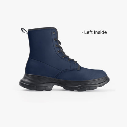 Navy Leather Chunky Boots Boots JLR Design