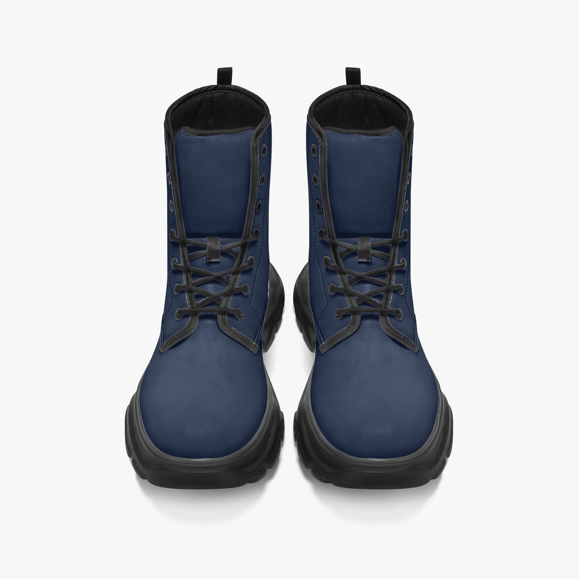 Navy Leather Chunky Boots Boots JLR Design