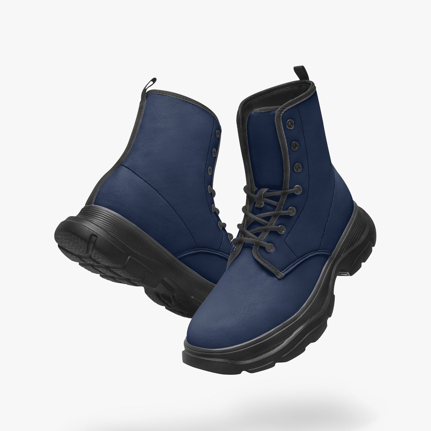 Navy Leather Chunky Boots Boots JLR Design