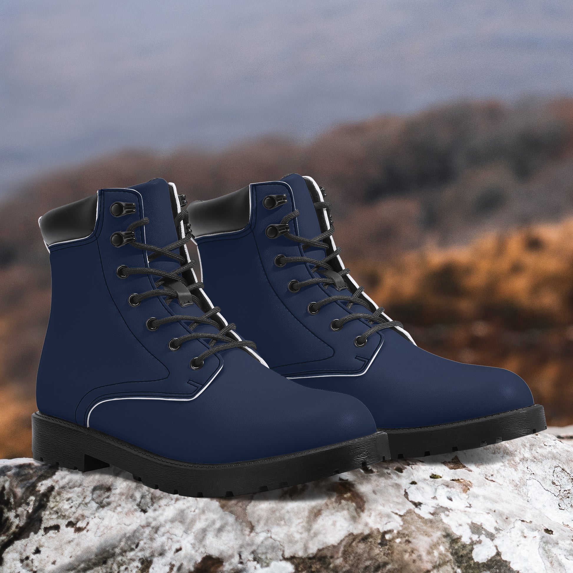 Navy Leder Boots | Stylische und Warme Winterstiefel Boots JLR Design