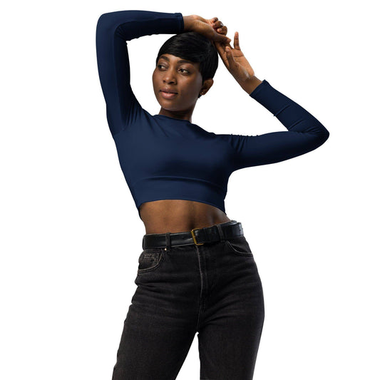Navy Long Sleeve Damen Crop Top Long Sleeve Crop Top JLR Design
