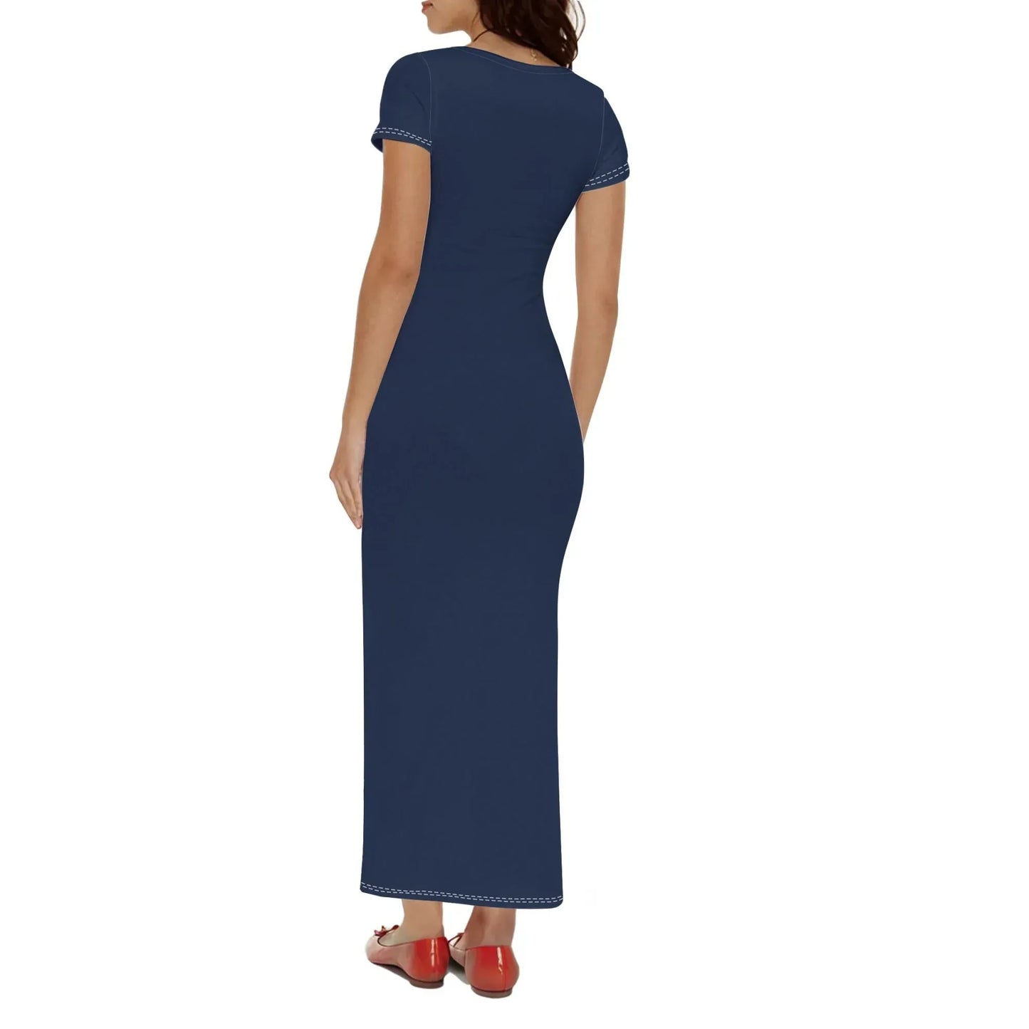navy-short-sleeve-long-dress-long-dress-jlr-design-34547 - JLR Design
