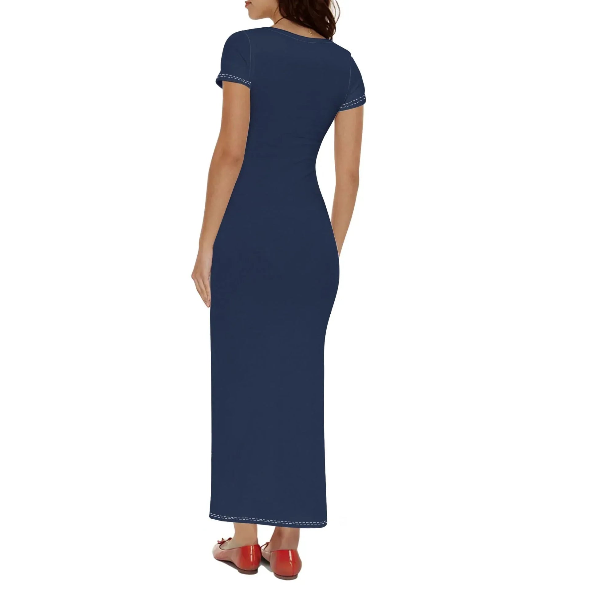navy-short-sleeve-long-dress-long-dress-jlr-design-34547 - JLR Design