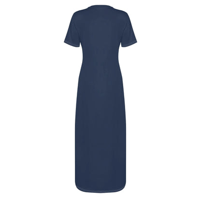 navy-short-sleeve-long-dress-long-dress-jlr-design-69086 - JLR Design
