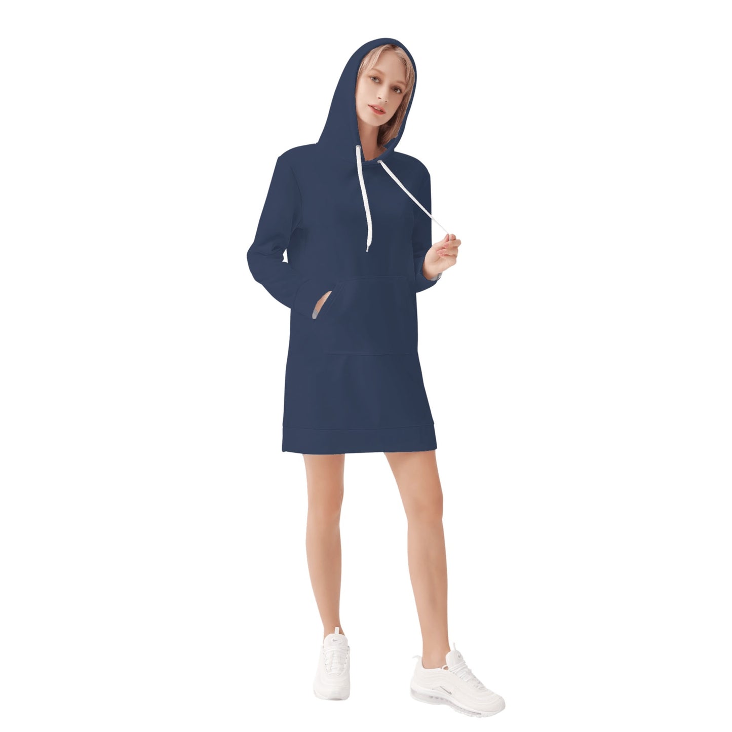 Navy Velvet Hoodie Dress Hoodiekleid JLR Design