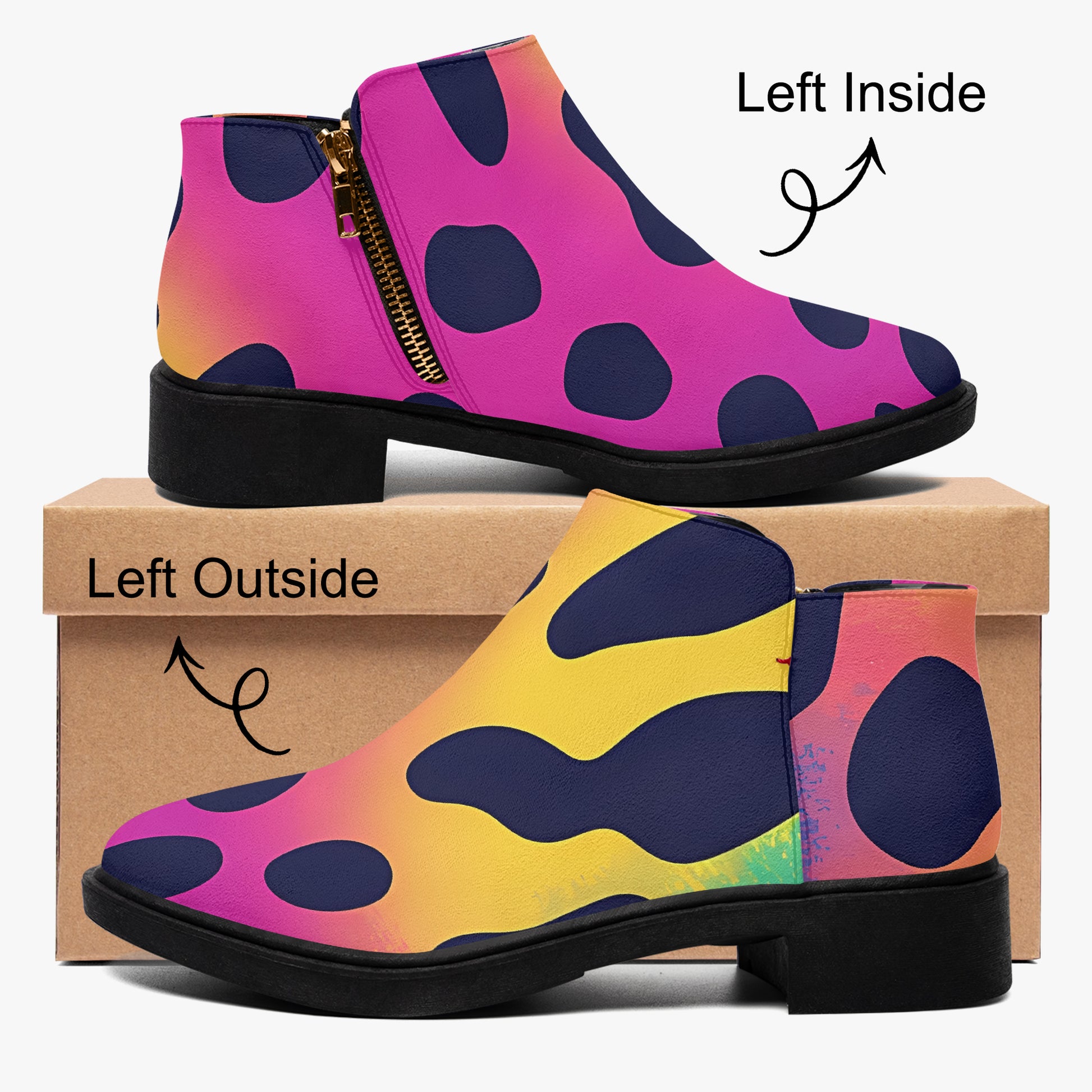 Neon Leopard elegante Reißverschluss-Stiefeletten Stiefeletten JLR Design