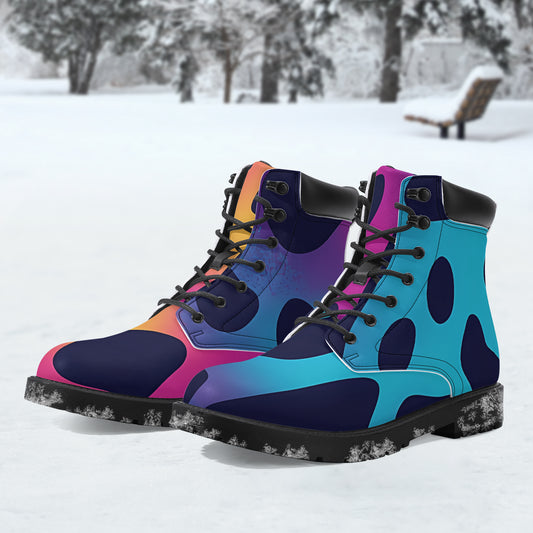 Neon Leopard Leder Boots | Stylische und Warme Winterstiefel Boots JLR Design