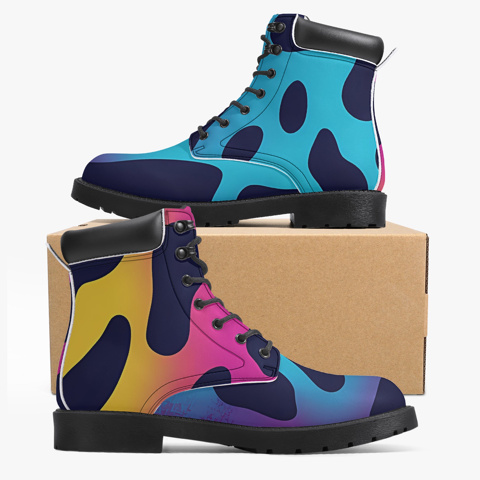 Neon Leopard Leder Boots | Stylische und Warme Winterstiefel Boots JLR Design