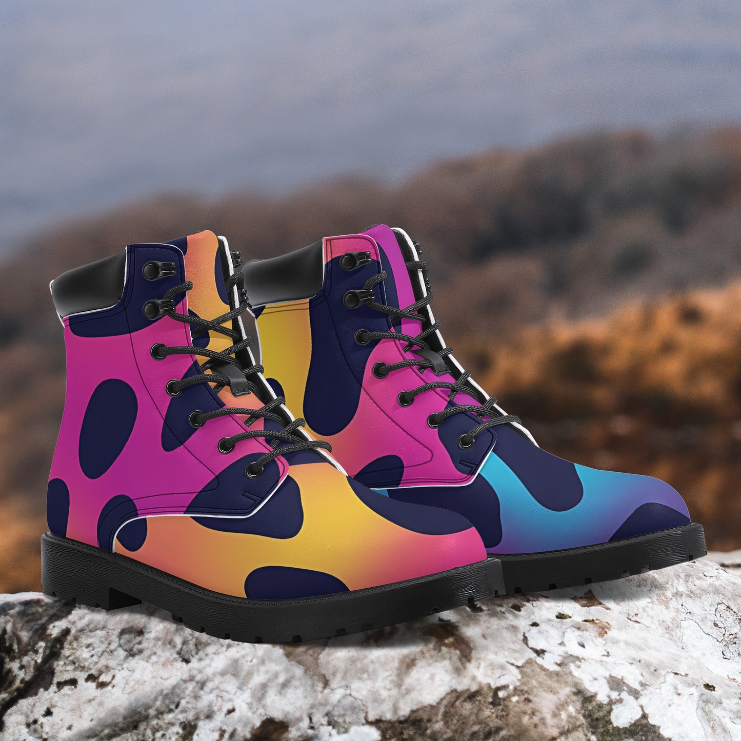 Neon Leopard Leder Boots | Stylische und Warme Winterstiefel Boots JLR Design