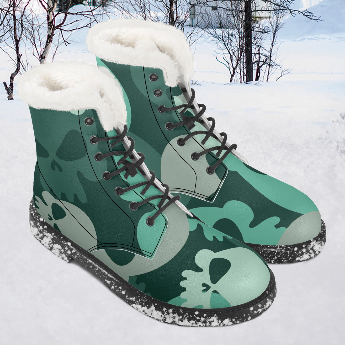 Niagara Skull Faux Fur Leder Boots Boots JLR Design