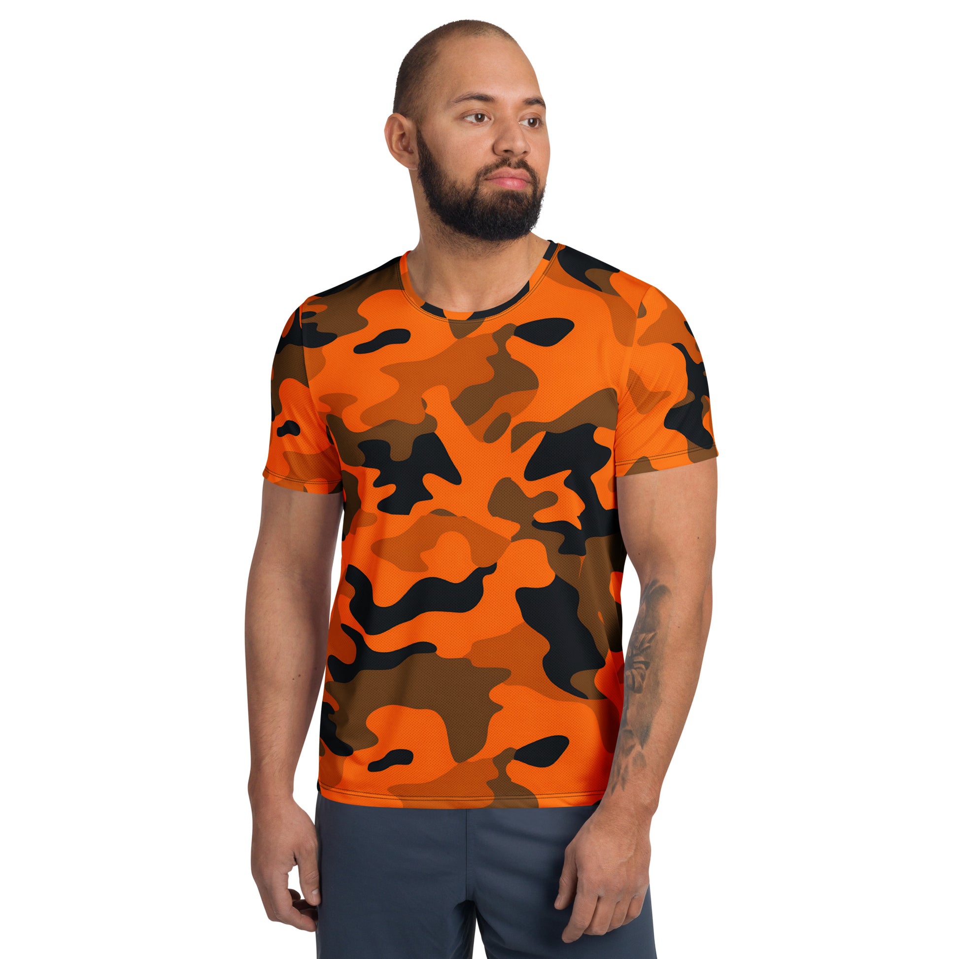 Orange Camouflage v1 Sport-T-Shirt für Herren Sport T-Shirt JLR Design