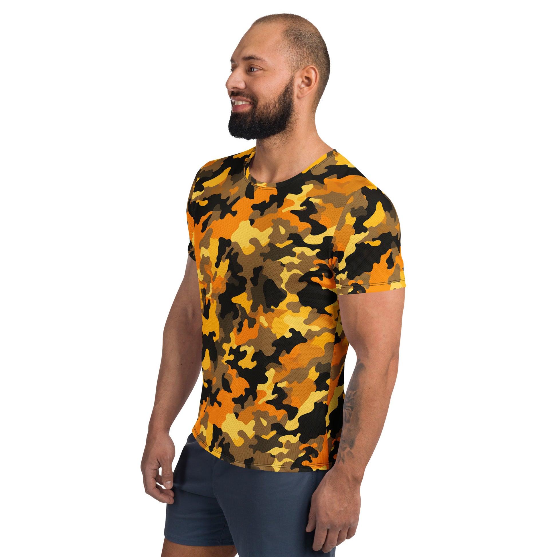 Orange Camouflage v4 Sport-T-Shirt für Herren Sport T-Shirt JLR Design