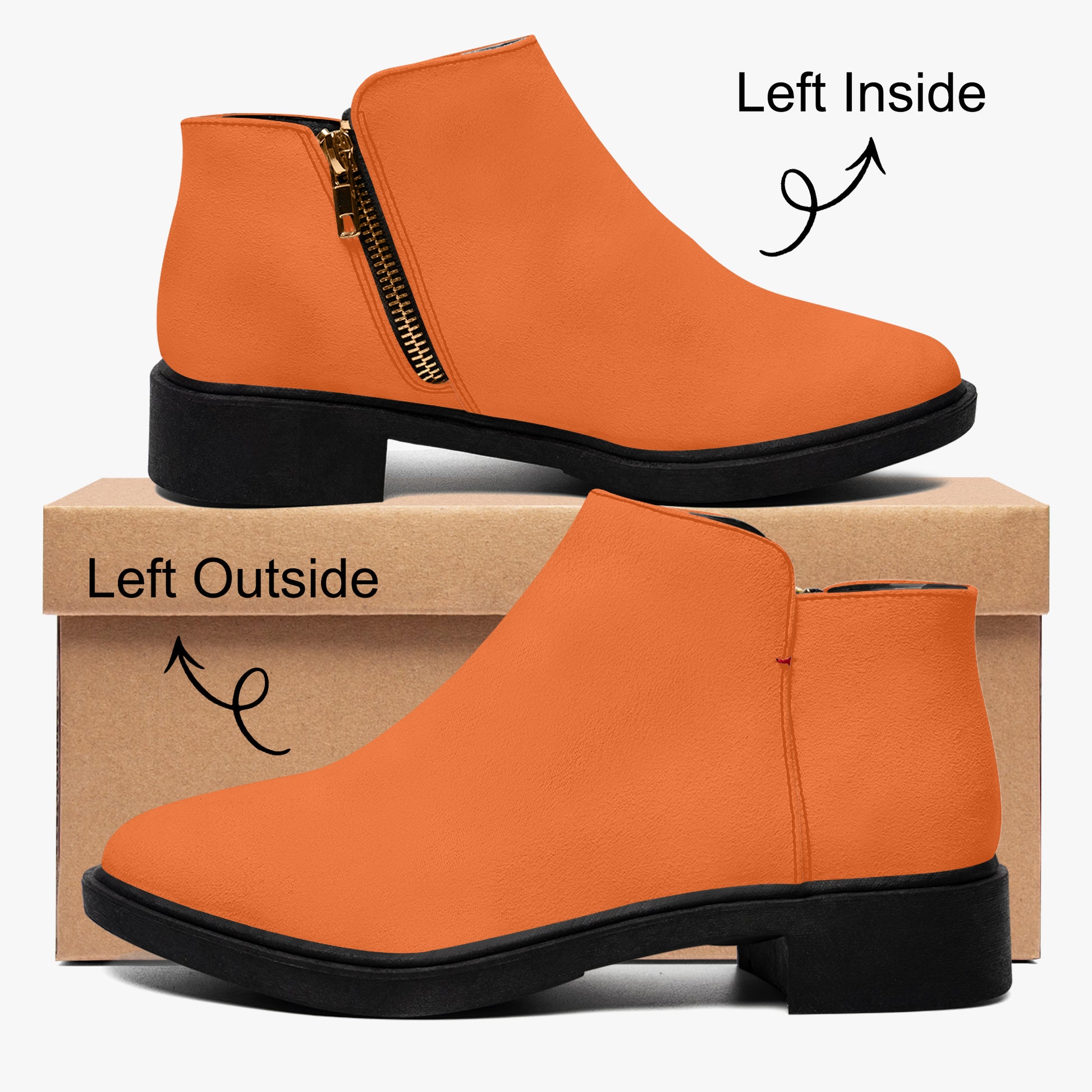 Orange elegante Reißverschluss-Stiefeletten Boots JLR Design