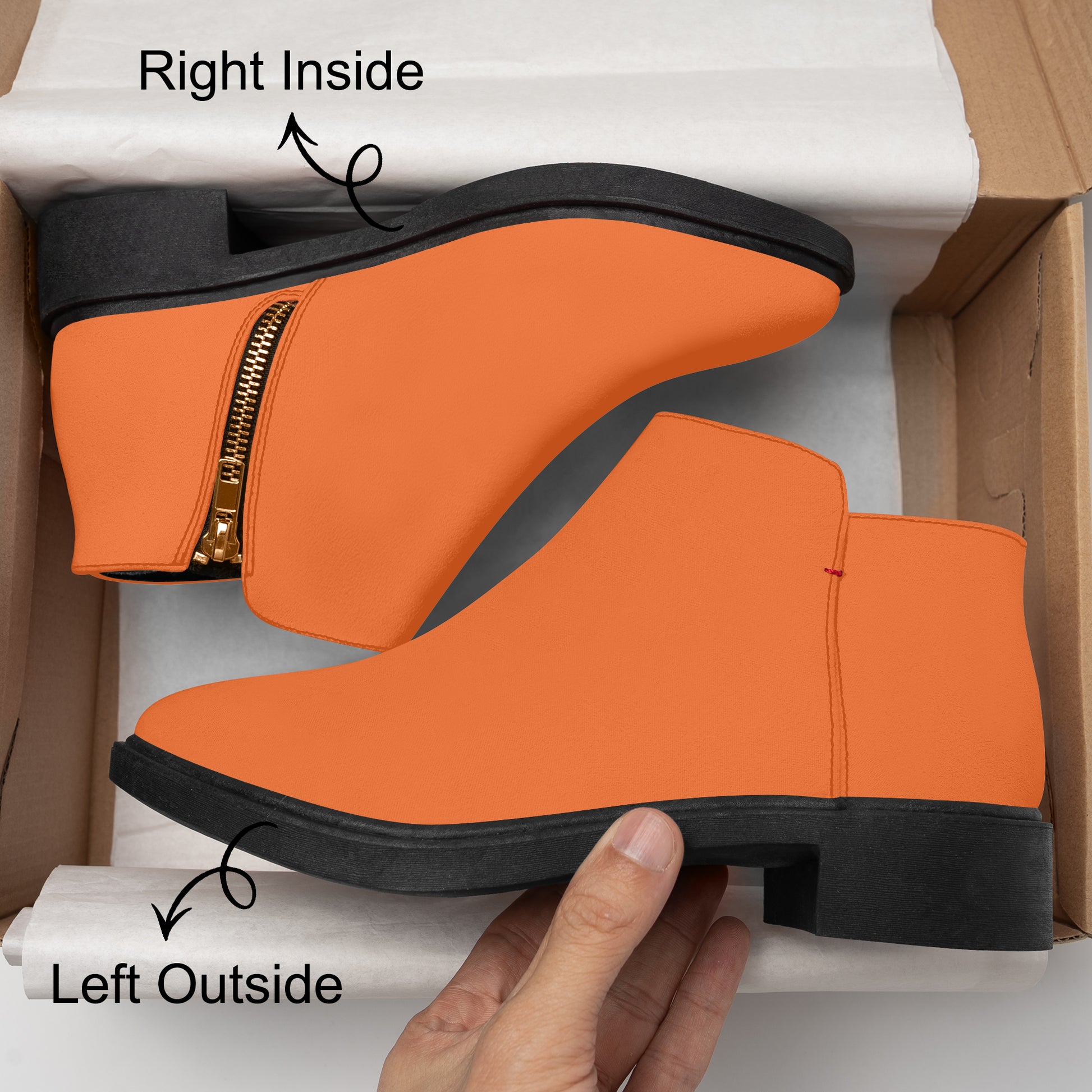 Orange elegante Reißverschluss-Stiefeletten Boots JLR Design