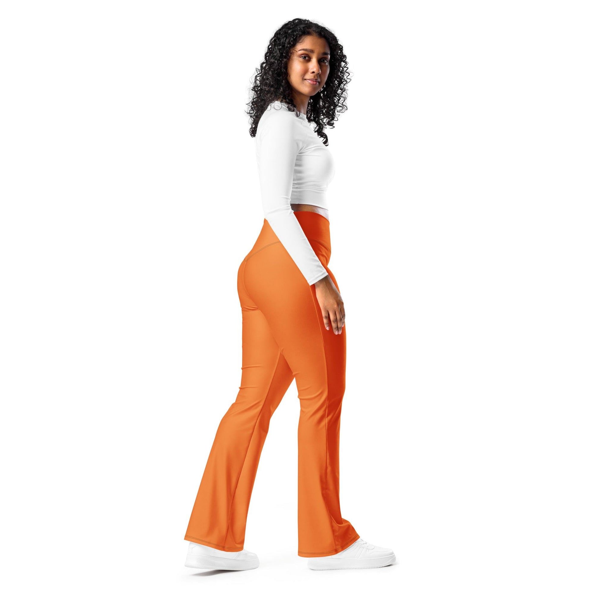 Orange High Waist Flare Leggings Flare Leggings 59.99 Flare, High, Leggings, Polyester, Waist JLR Design