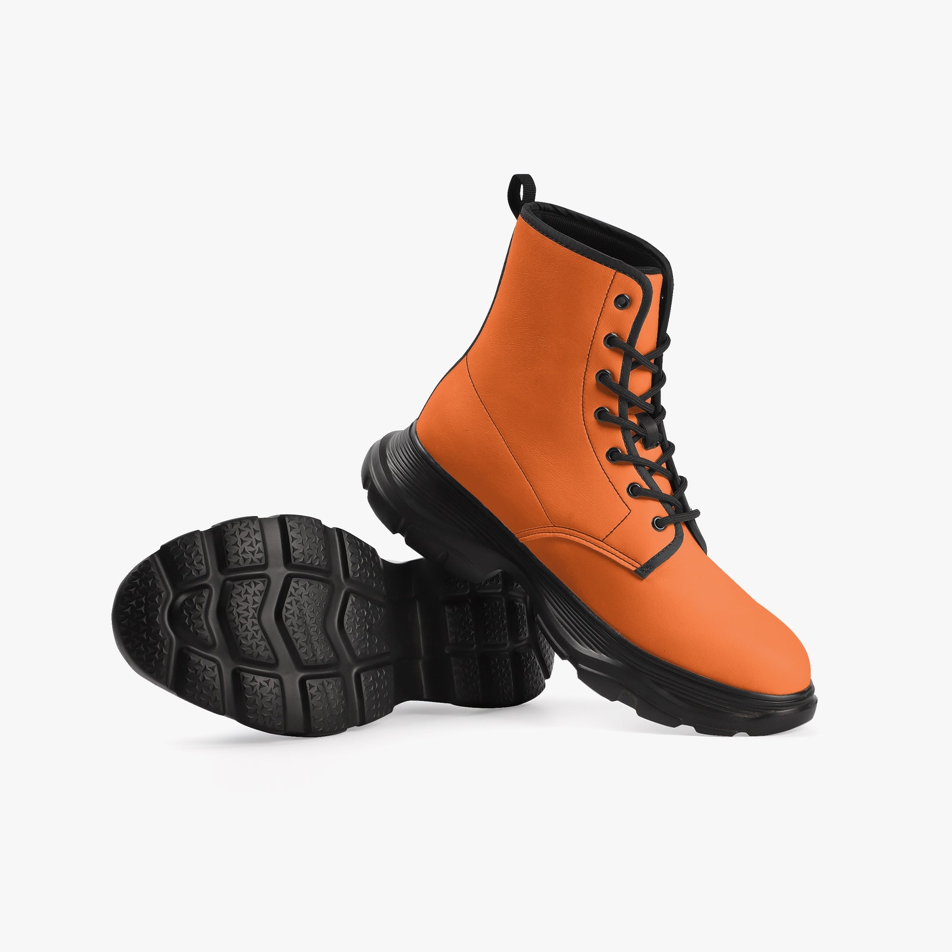 Orange Leather Chunky Boots Boots JLR Design