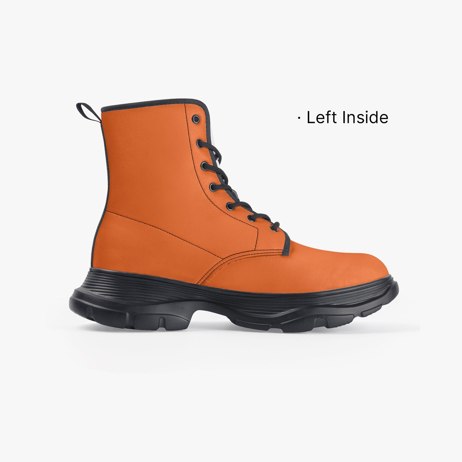 Orange Leather Chunky Boots Boots JLR Design