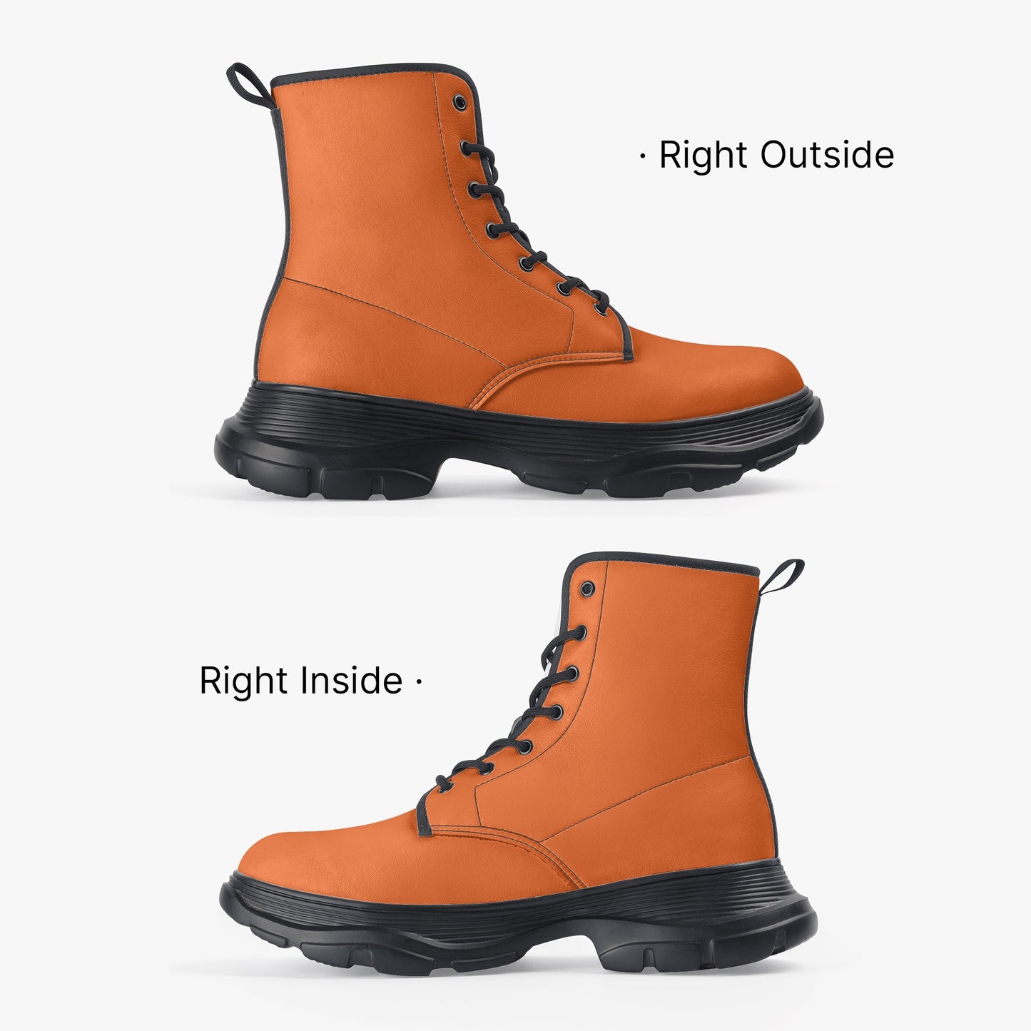 Orange Leather Chunky Boots Boots JLR Design