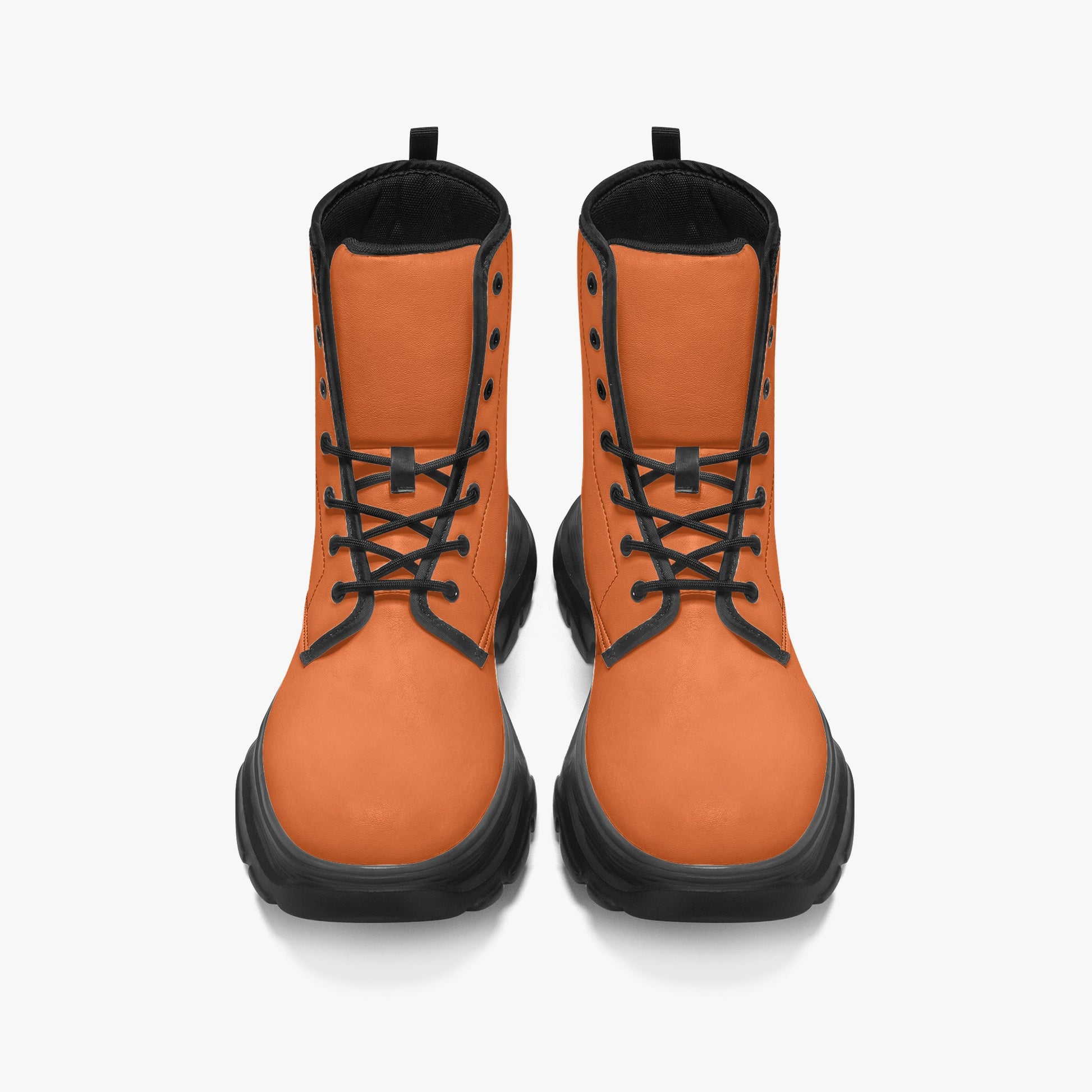 Orange Leather Chunky Boots Boots JLR Design